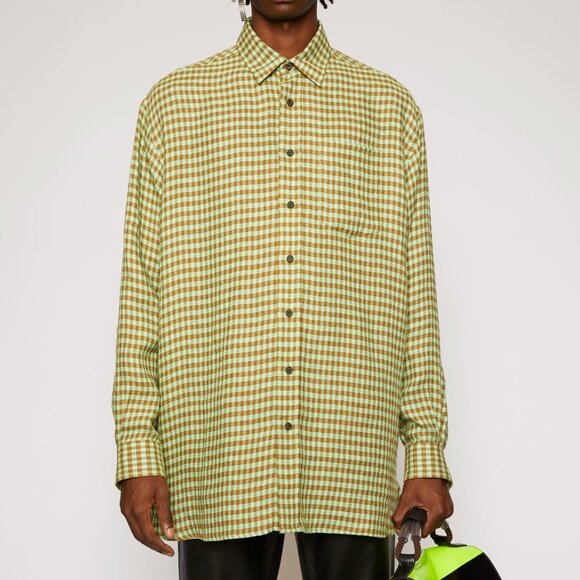 BNWT SS20 ACNE STUDIOS CHECKED LINEN SHIRT 50 & 52 - Picture 1 of 13